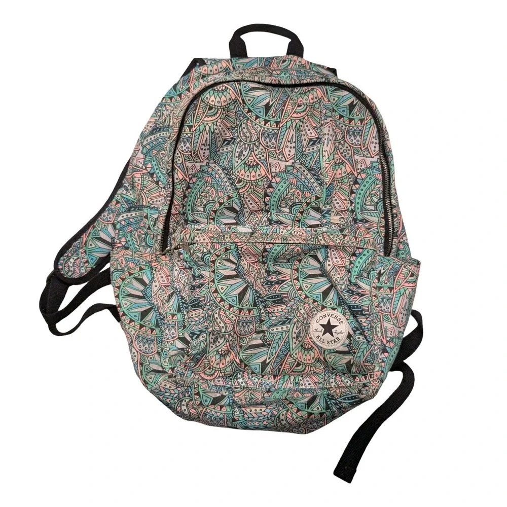 Converse Chuck‎ Taylor All Star Backpack Black Multi Pocket School Bag Geometric